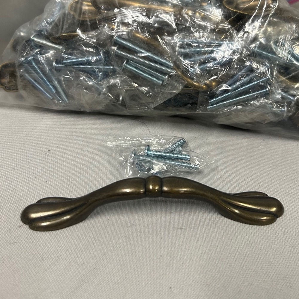 37 kitchen vintage bronze colored cabinet pulls (35 new screws‎ in packages)